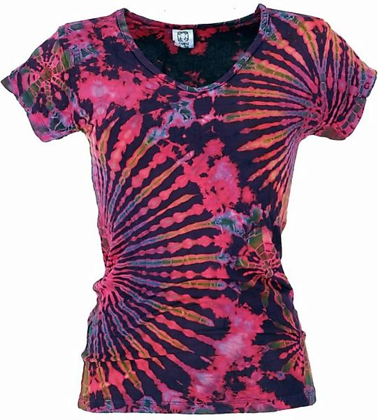 Guru-Shop T-Shirt Batik Hippie T-Shirt mit V-Auschnitt, Unikat.. Festival, günstig online kaufen