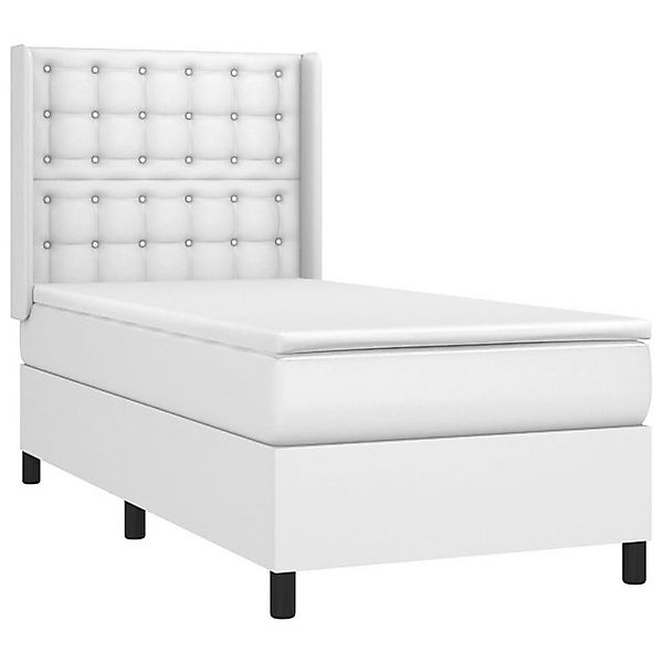 vidaXL Bett Boxspringbett mit Matratze & LED Weiß 90x190 cm Kunstleder günstig online kaufen