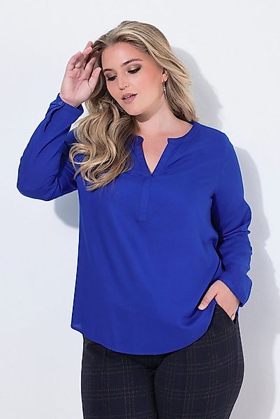 Ulla Popken Druckbluse Tunika A-Linie Rundhals Zierfalte Langarm günstig online kaufen