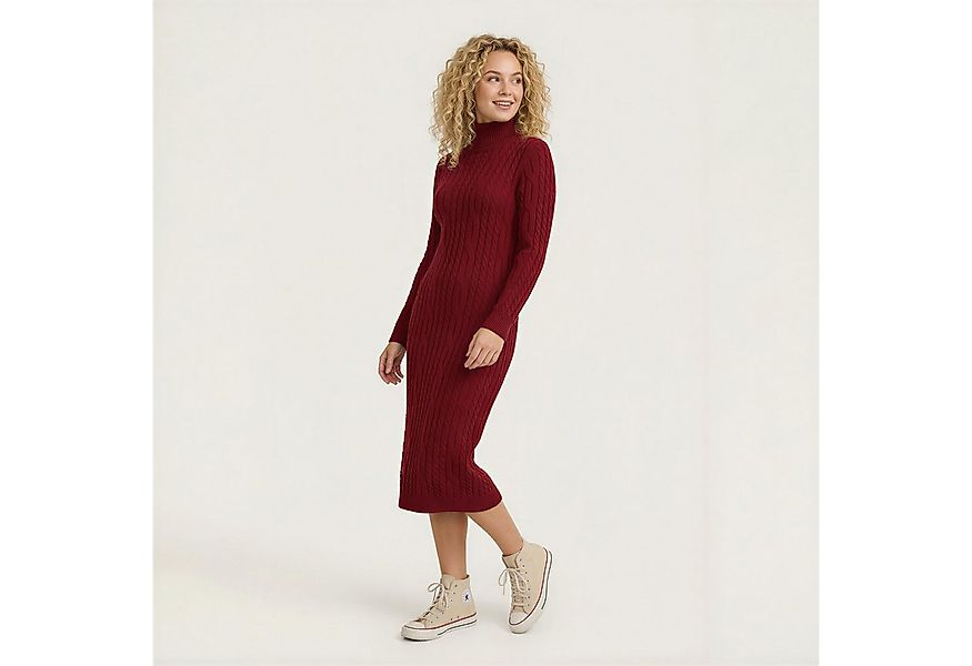 OriginalYou Strickkleid Damen Strickkleid im modischen Zopfstrick Stil Long günstig online kaufen
