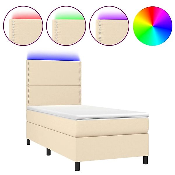 vidaXL Boxspringbett mit Matratze & LED Creme 90x190 cm Stoff 3134762 günstig online kaufen
