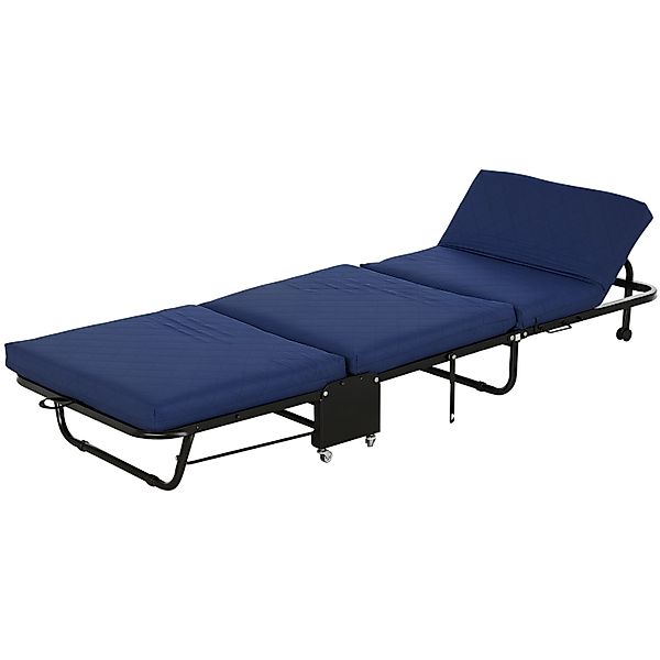 HOMCOM Gästebett 2-in-1 Klappbett mit Rollen Stahl Blau 184 x 65 x 26 cm günstig online kaufen