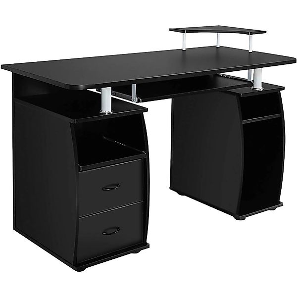 Costway Computertisch mit Schubladen 120 x 55 x 76 cm Schwarz günstig online kaufen