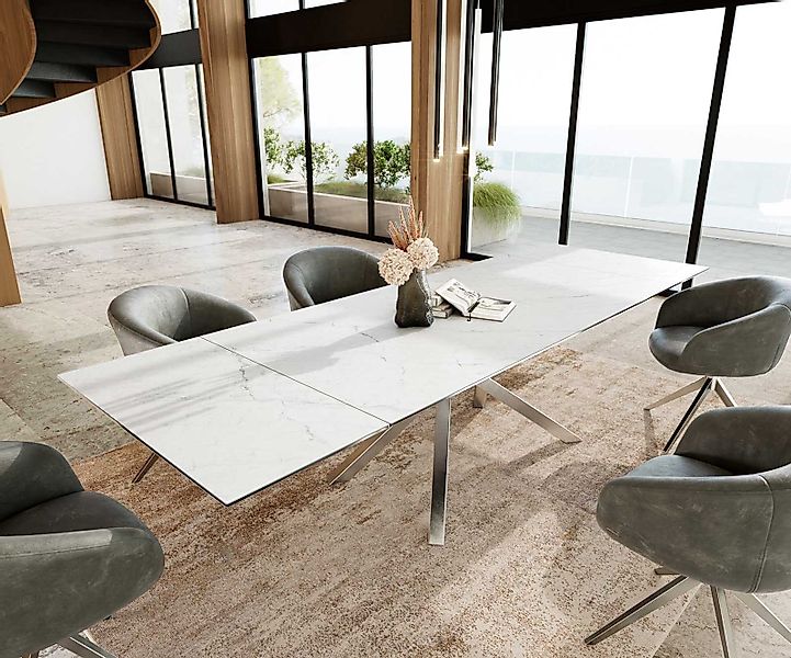 DELIFE Esstisch Edge, Keramik Laminam®Statuarietto Weiß günstig online kaufen