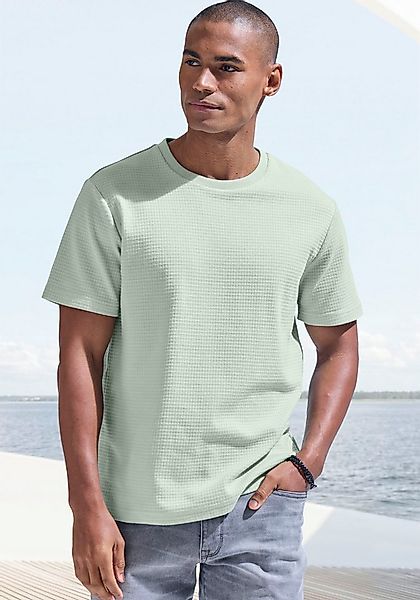 John Devin T-Shirt mit Struktur Rundhalsshirt mit Struktur aus Baumwoll-Mix günstig online kaufen