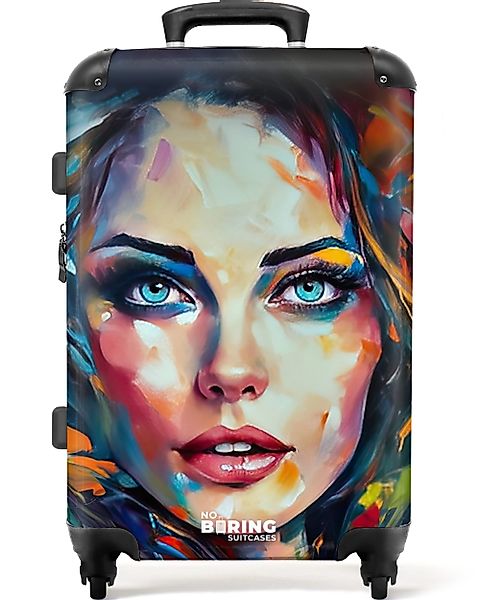 NoBoringSuitcases.com© Hartschalen-Trolley Gesicht - Frau - günstig online kaufen