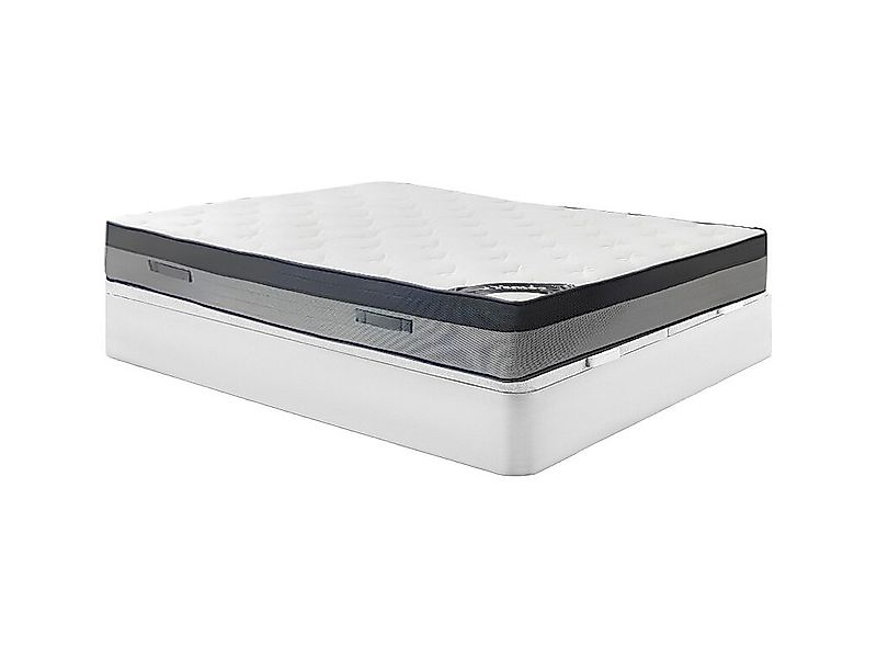 Bett-Set 180 x 200 cm, Bettkasten weiß + Hybridmatratze 7-Zonen-Taschenfede günstig online kaufen