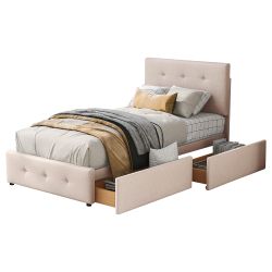 Flieks Polsterbett, Einzelbett Holzbett 2 Schubladen günstig online kaufen