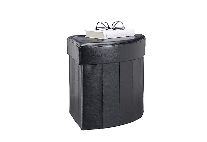 relaxdays Sitzhocker Eckiger Hocker mit Stauraum, schwarz günstig online kaufen