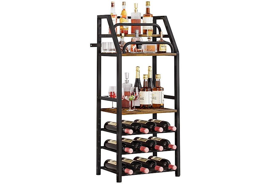 Yorbay Weinregal aus Holz &Metal,Weinregal Stehend mit Flaschenablage, 6-st günstig online kaufen