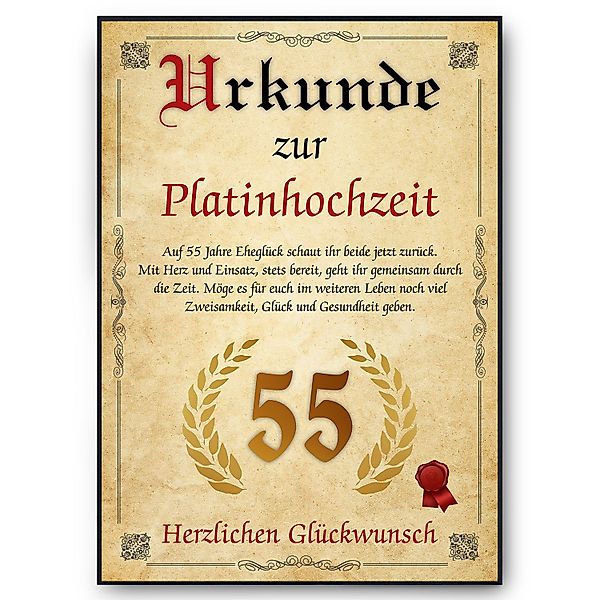 Tigerlino Poster Urkunde zum 55. Hochzeitstag günstig online kaufen