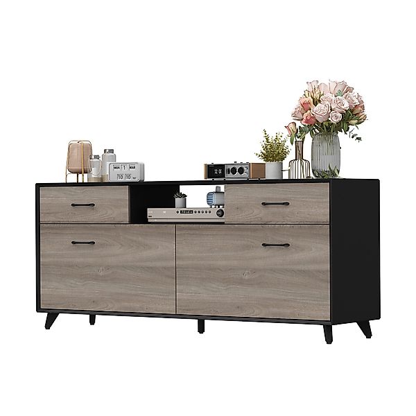 FUFU&GAGA Lowboard 160*40*68cm, Walnuss + Schwarz, günstig online kaufen