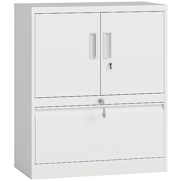 HOMCOM Aktenschrank Büroschrank Abschließbar Mehrzweckschrank aus Stahl Auf günstig online kaufen