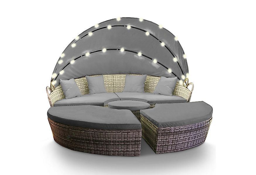 Swing&Harmonie Gartenlounge-Set LED - Sonneninsel Rattan Lounge Polyrattan, günstig online kaufen