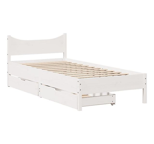 vidaXL Bett Massivholzbett mit Schubladen Weiß 75x190 cm Kiefer günstig online kaufen