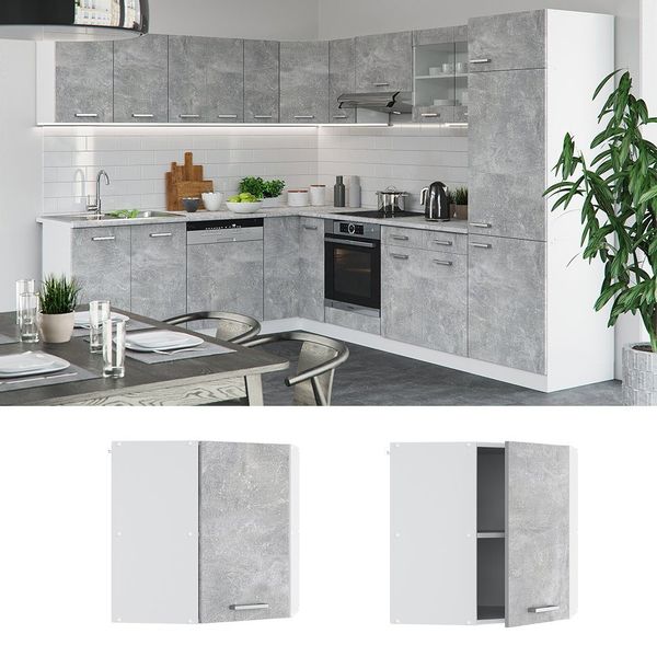 Vicco Eckhängeschrank R-Line, Beton/Weiß, 57 cm günstig online kaufen