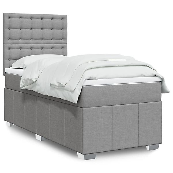 vidaXL Boxspringbett mit Matratze Hellgrau 90x200 cm Stoff 3293865 günstig online kaufen