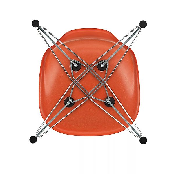 Vitra - Eames Fiberglass Side Chair DSR verchromt - rot orange/Sitzschale F günstig online kaufen