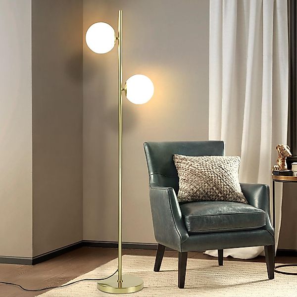 ZMH LED Stehlampe Gold 2-Flammmig Wohnzimmerlampe günstig online kaufen