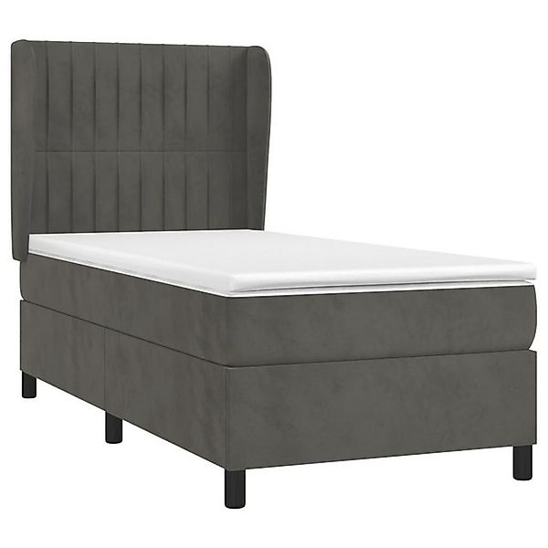 vidaXL Boxspringbett, Boxbett mit Matratze Dunkelgrau 90x190 cm Samt günstig online kaufen