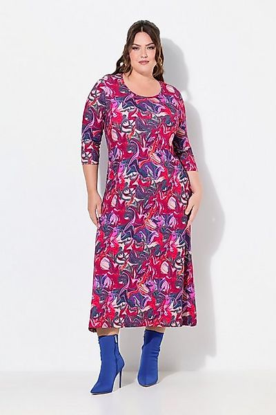 Ulla Popken Maxikleid Jerseykleid A-Linie Rundhals günstig online kaufen
