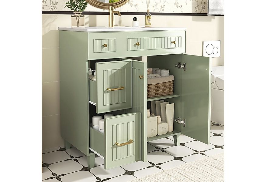 Flieks Waschtisch Waschbeckenunterschrank mit Waschbecken (B81,7/T46,8/H90 günstig online kaufen