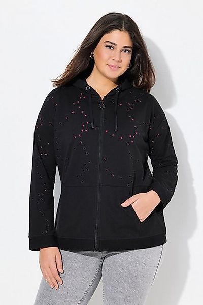 Ulla Popken Sweatjacke Sweatjacke Lochstickerei Oversized günstig online kaufen