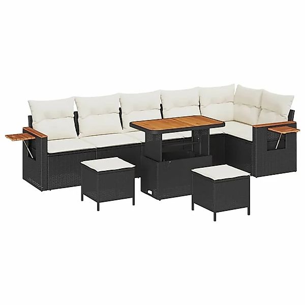 vidaXL Gartensofa-Set mit Kissen 11 Stk Schwarz und Creme Poly-Rattan 33651 günstig online kaufen