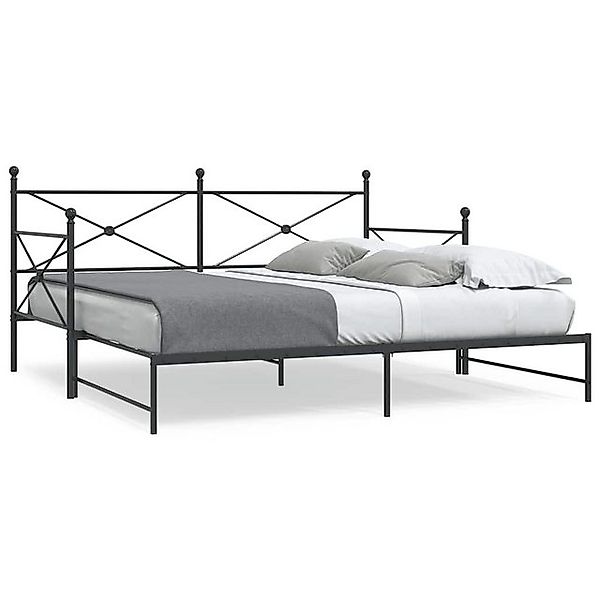 vidaXL Bett, Tagesbett Ausziehbar ohne Matratze Schwarz 100x200 cm Stahl günstig online kaufen