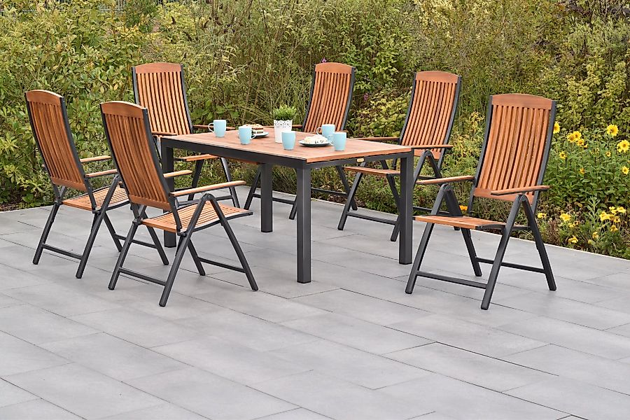 MERXX Garten-Essgruppe ""Athos"", (Set, 7 tlg., 5-fach verstellbare Rückenl günstig online kaufen