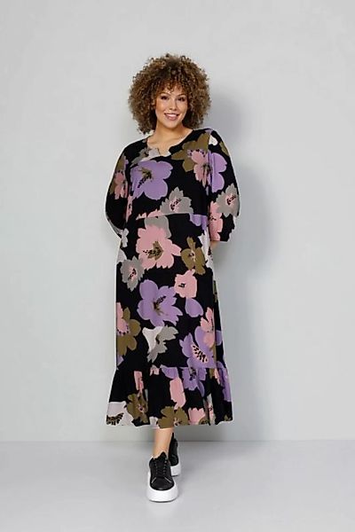 MIAMODA Sommerkleid Kleid XL Blumenmuster Tunika-Ausschnitt 3/4-Ärmel günstig online kaufen