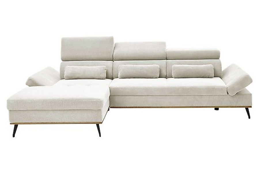 Iwaniccy Ecksofa MESA, B 299 x T 188 cm, Creme, Mikrofaser, Holzblende in e günstig online kaufen