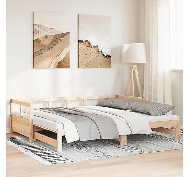 vidaXL Bett, Tagesbett Ausziehbar mit Matratzen 80x200 cm Massivholz Kiefer günstig online kaufen