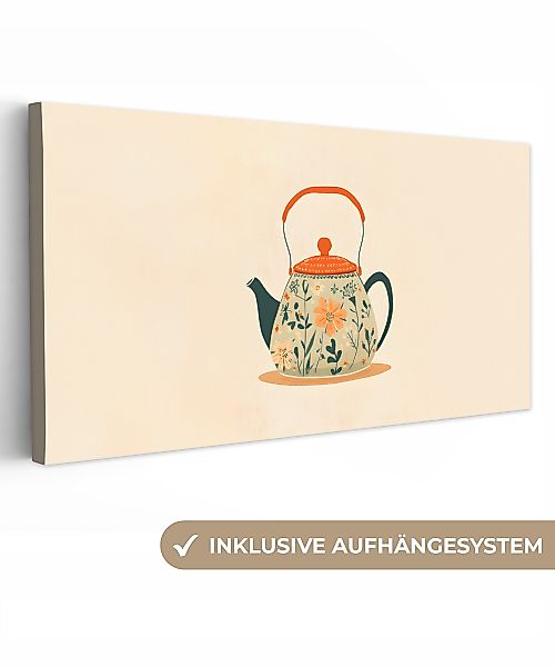 OneMillionCanvasses® Leinwandbild Panorama Orange - Teekanne günstig online kaufen