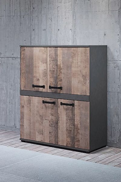 trendteam Highboard "Stripe", Rustikale Kommode - Maße (B/T/H) 100/41/118 c günstig online kaufen