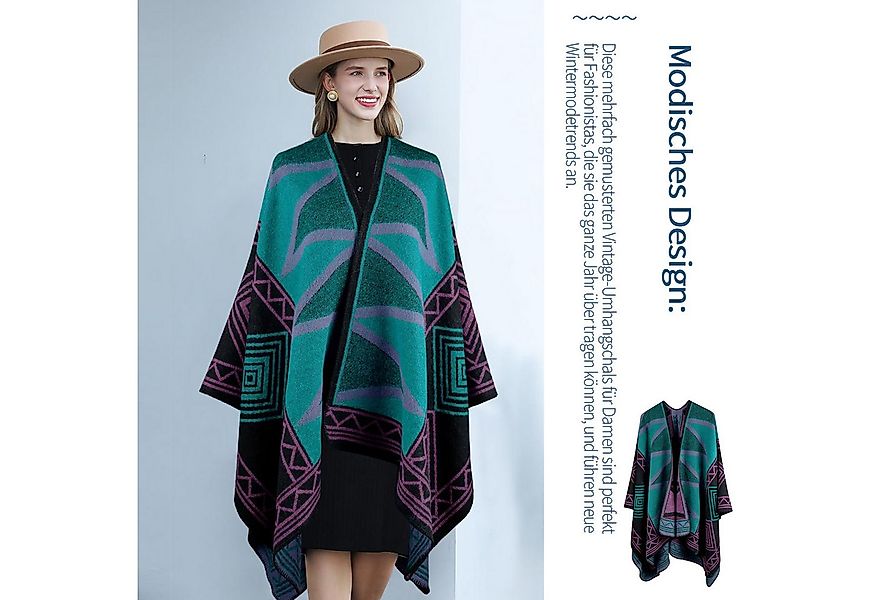 Refttenw Poncho Warmer Damen-Tuch,Vorne öffnender Tuch,Schal mit unregelmäß günstig online kaufen