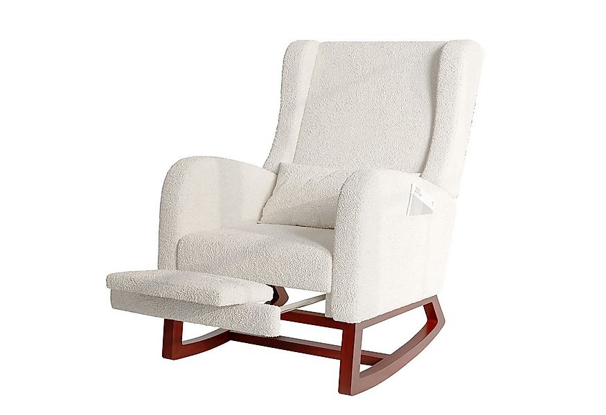 FUROKOY Schaukelstuhl Stillsessel Relaxsessel mit Holzsockel Fußstütze Verd günstig online kaufen