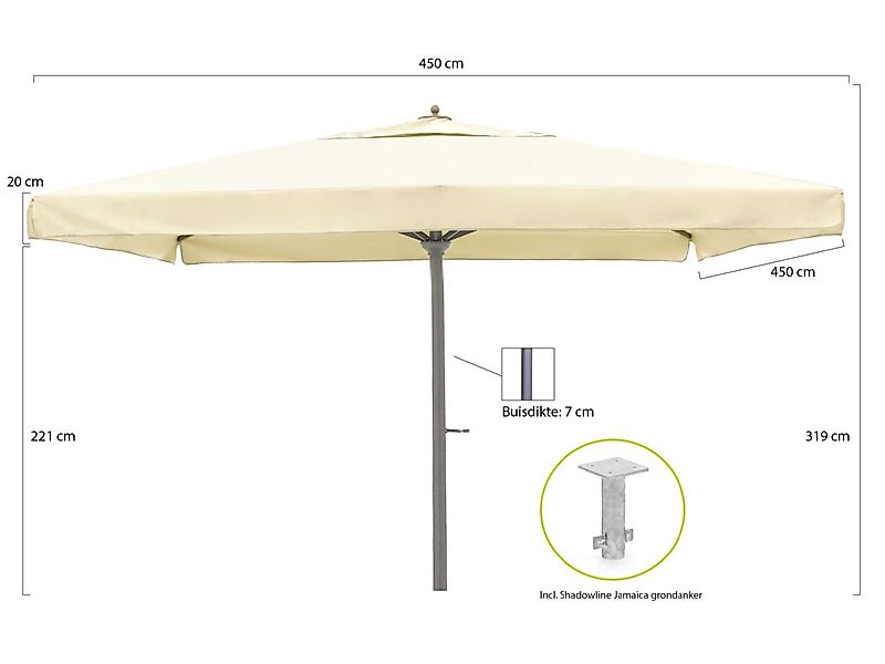 Shadowline Java Sonnenschirm 450x450 cm günstig online kaufen
