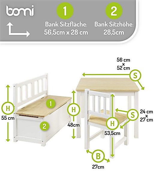 BOMI Kindersitzgruppe Holzsitzgruppe Anna, (4-tlg), Kindertischgruppe aus H günstig online kaufen