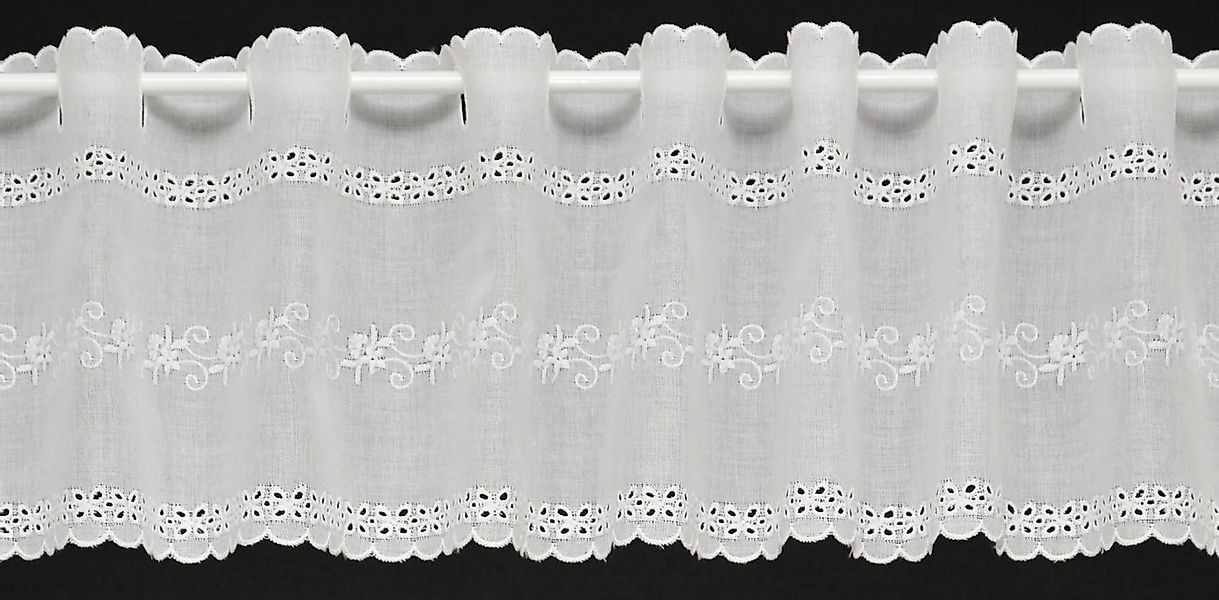 Gardinen Kranzusch Scheibengardine Batist Stickerei, Stangendurchzug, trans günstig online kaufen