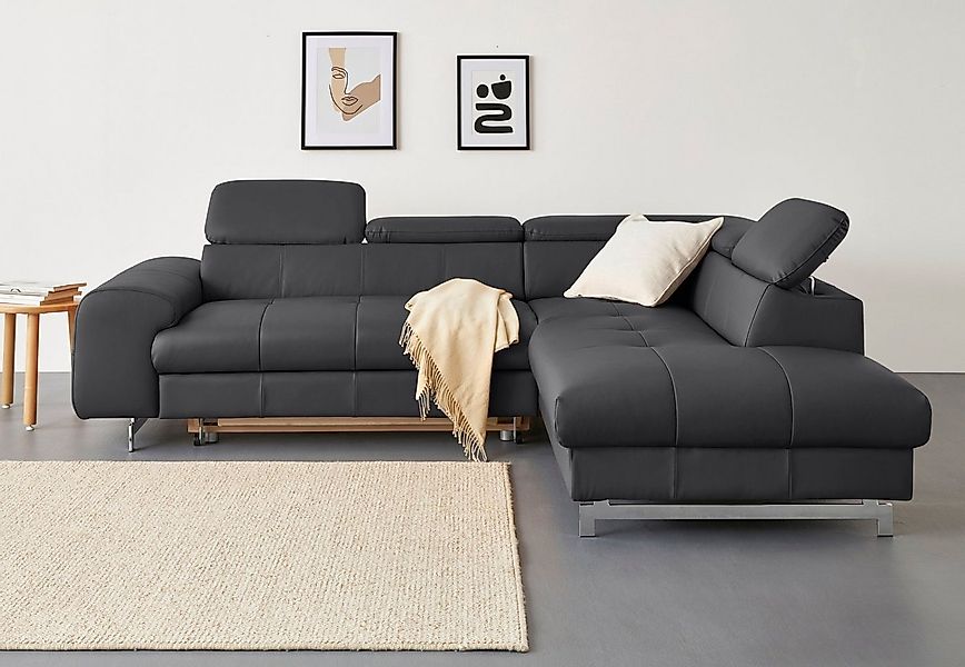 COTTA Ecksofa "Chef L-Form", mit Kopfteilverstellung, edle Metallkufen, wah günstig online kaufen