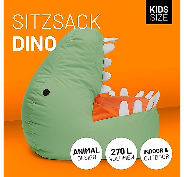 Lumaland Sitzsack Kinder Dino Kissen 90x90x70 cm (1 St), Sitzkissen, Kinder günstig online kaufen