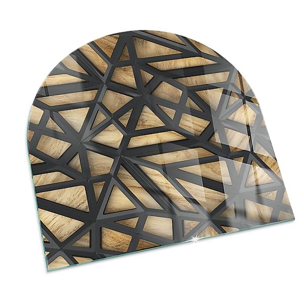 Tulup Glasplatte für Kamin Geometrie mit Holz Vorlegeplatte für Kaminöfen H günstig online kaufen