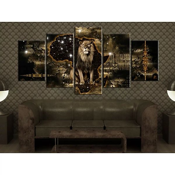 Leinwandbild Golden Lion (5 Parts) Wide XXL günstig online kaufen