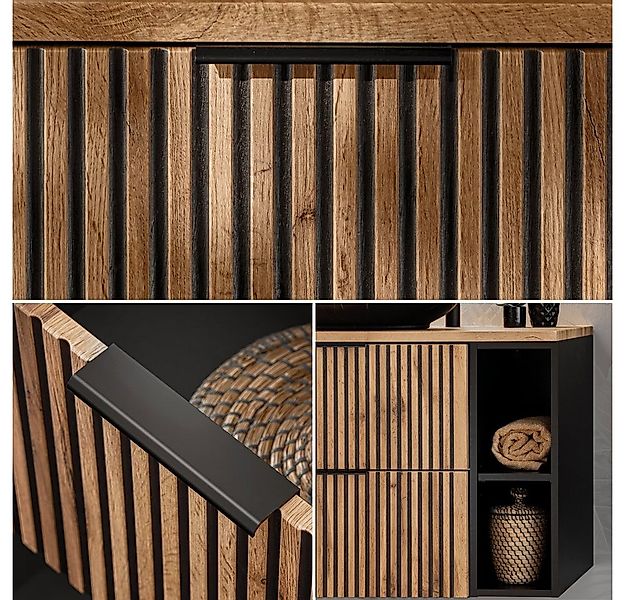 Lomadox Badmöbel-Set XANTEN-56, (Spar-Set, 2-St), anthrazit, Wotan Eiche Nb günstig online kaufen