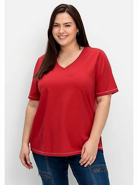Sheego T-Shirt Große Größen mit kleinem Glitzerdruck auf der Schulter günstig online kaufen