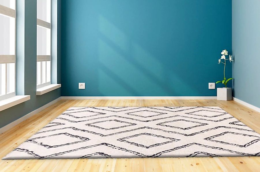 Home affaire Hochflor-Teppich »Jeana«, rechteckig, 27 mm Höhe, retro, Wohnz günstig online kaufen