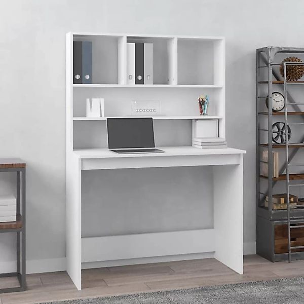 Vidaxl Schreibtisch Mit Regal Weiß 102x45x148 Cm Holzwerkstoff günstig online kaufen