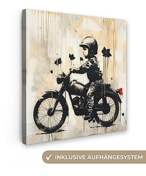 OneMillionCanvasses® Leinwandbild Straßenkunst - Motorrad - Junge - Graffit günstig online kaufen