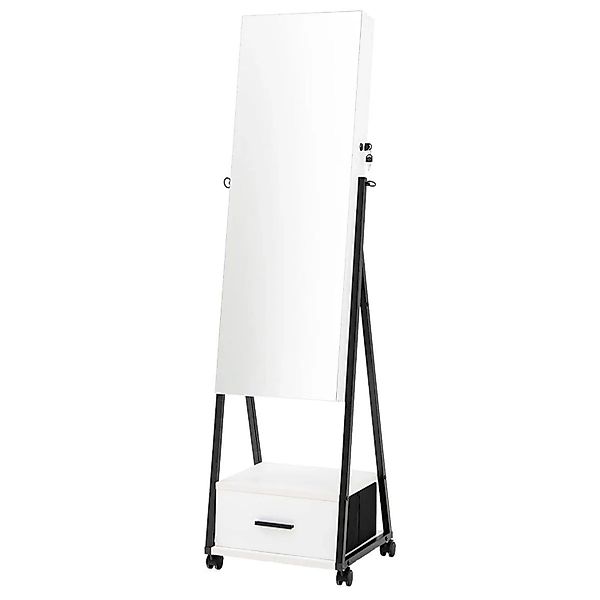 Costway Schmuckschrank mit Spiegel & Schublade Weiß günstig online kaufen